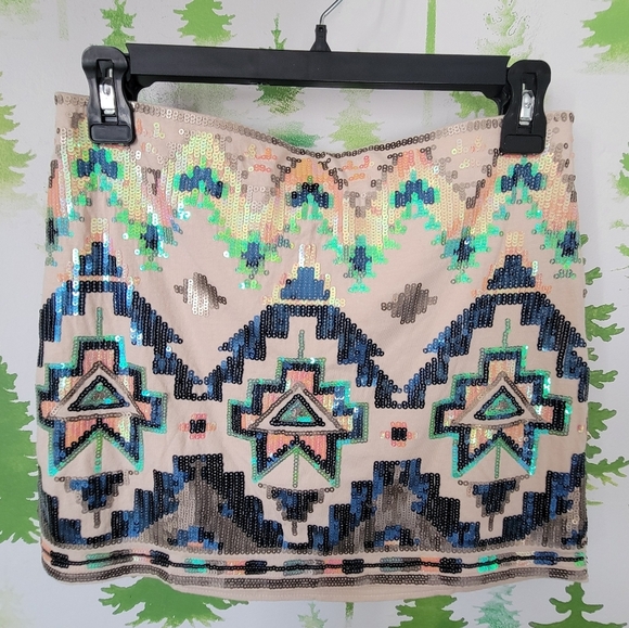 Express Sequin Mini Skirt. - Picture 1 of 7